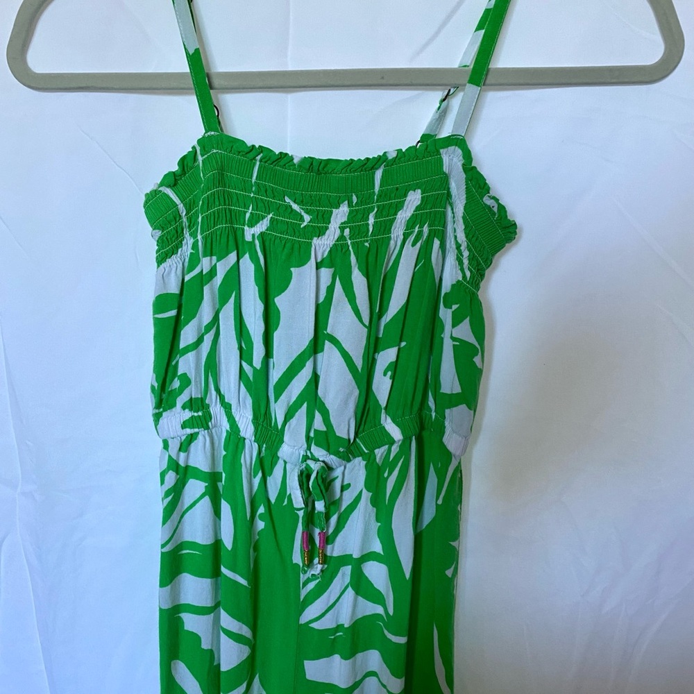 Lilly Pulitzer 8/10 Girls Romper Green & White GUC